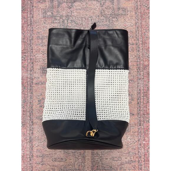 STAUD Leather Macramé Backpack
